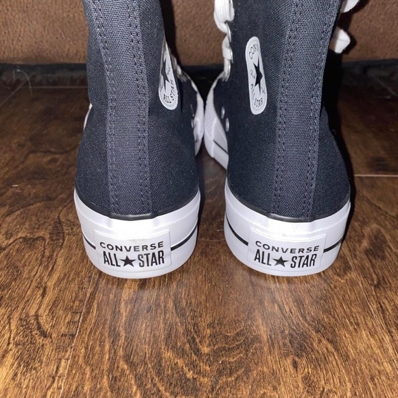 New Converse Canvas Black Platform CTAS Sneakers Black Various Sizes - Picture 4 of 4